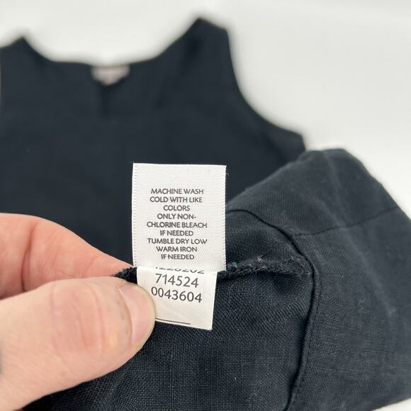 J. Jill Black Linen Tank Dress Size M Maxi Sleeveless A-Line Minimalist Resort - Picture 9 of 9